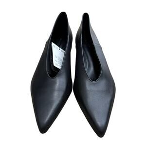 Massimo Dutti Soft Leather heeled court shoes Black Size 10 New